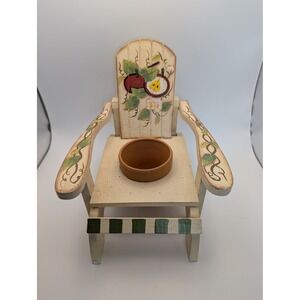 Wooden Adirondack Chair‎ Planter Hand Painted Apple Decor Terracotta Pot 8x7x8"